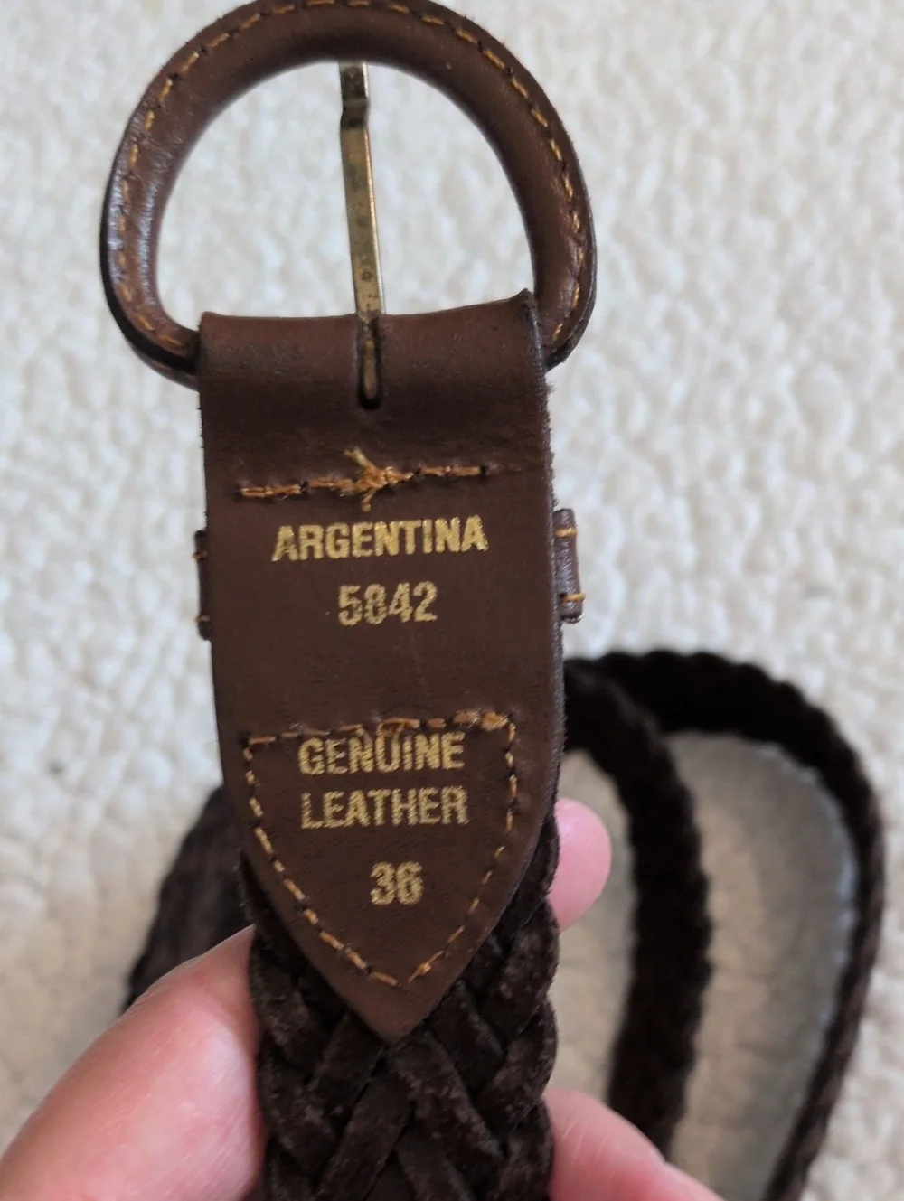 Vintage 80's Genuine Braided Leather Chocolate Brown Western Belt Minimalist